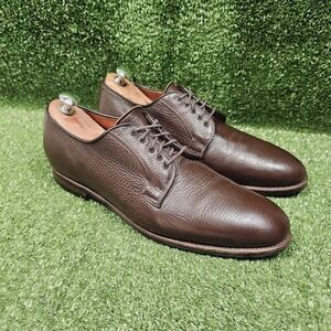 Brooks Brothers‎ Brown Pebble Grain Leather Plain Toe Bluchers Derby Shoes 11